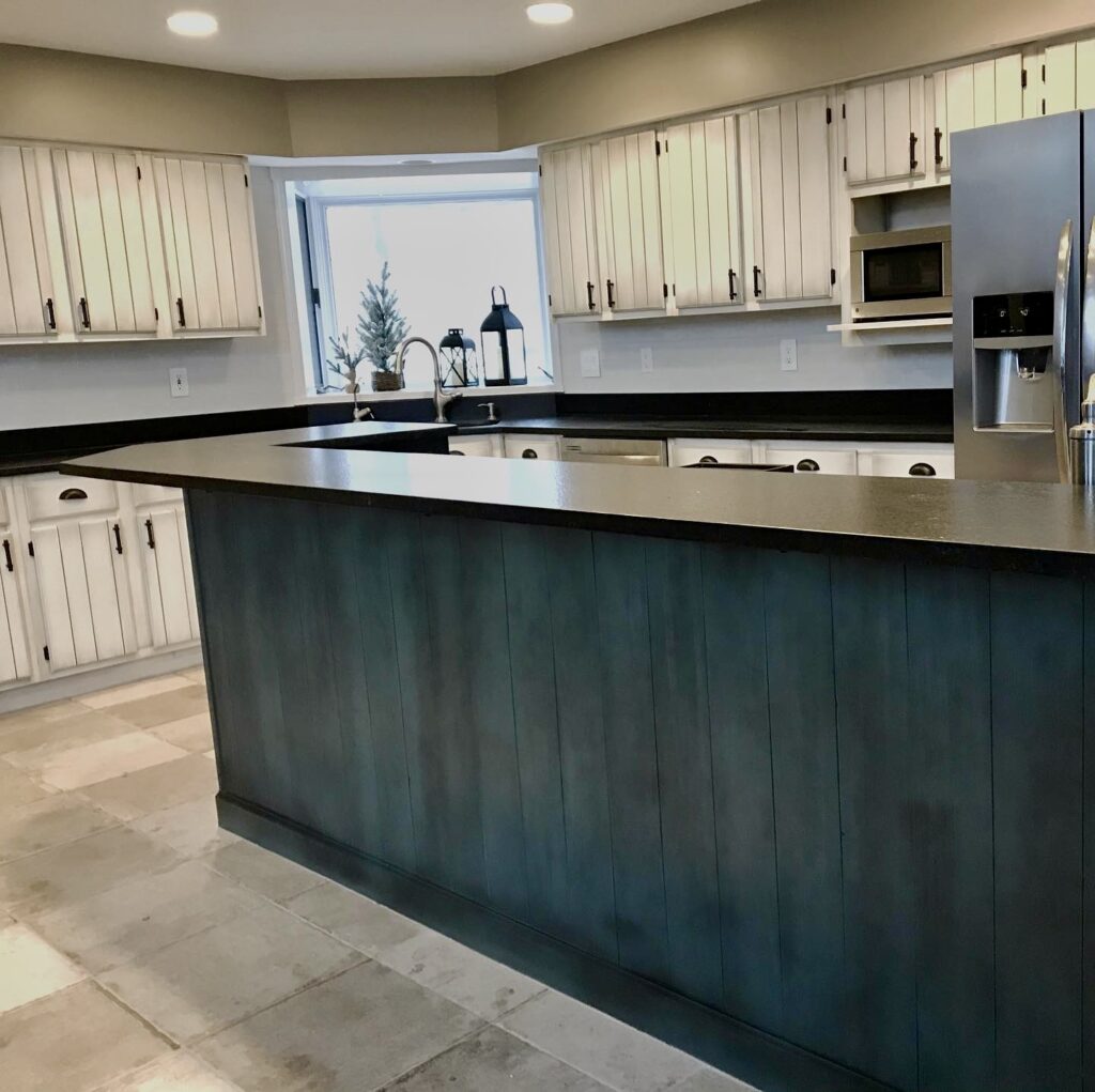 Glazed blue feature island by Craine Painting
